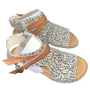 Blowfish Malibu Women's Leopard Print Denver Strappy Low Wedge Sandals Sz-8